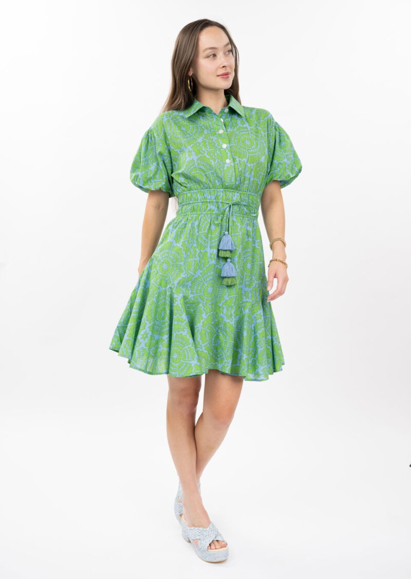 Uncle Frank Flounced Hem Shirt Dress green