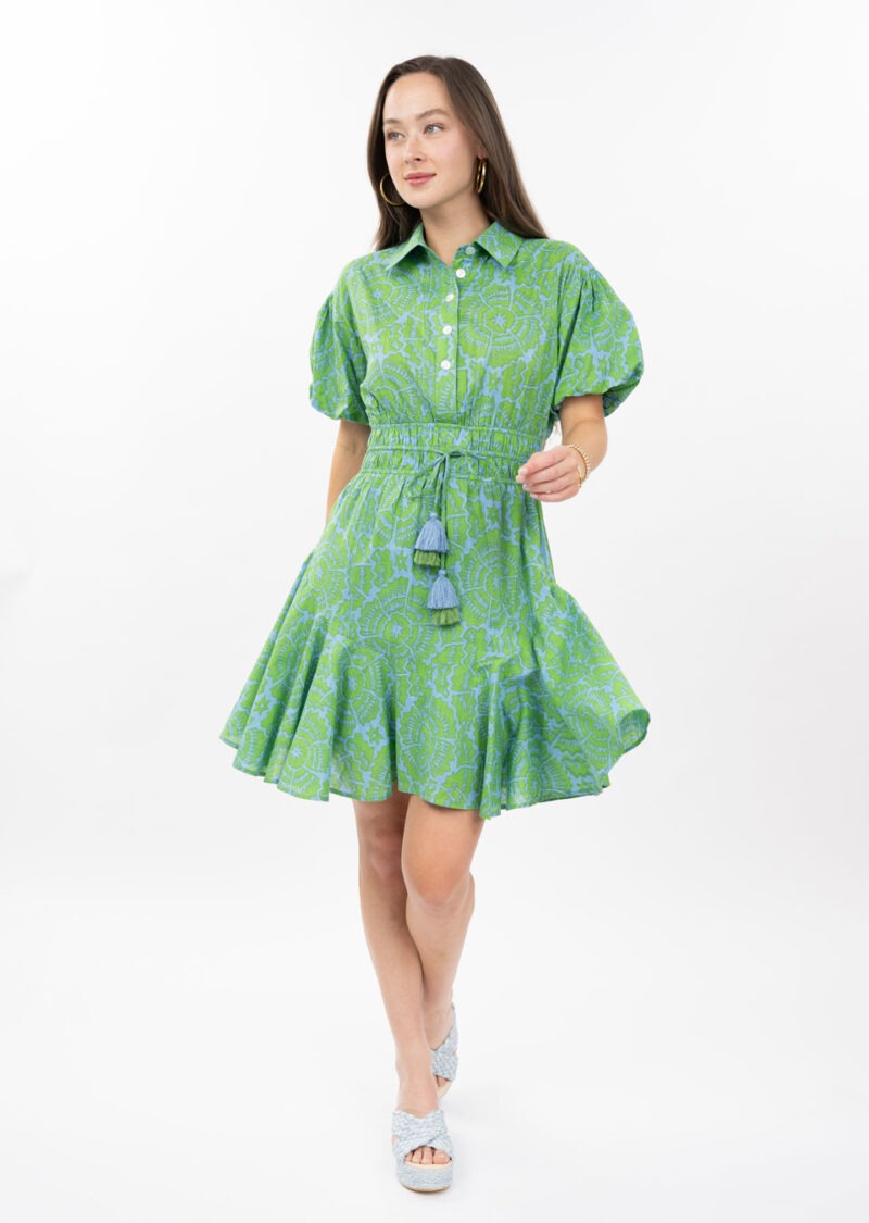 Uncle Frank Flounced Hem Shirt Dress green