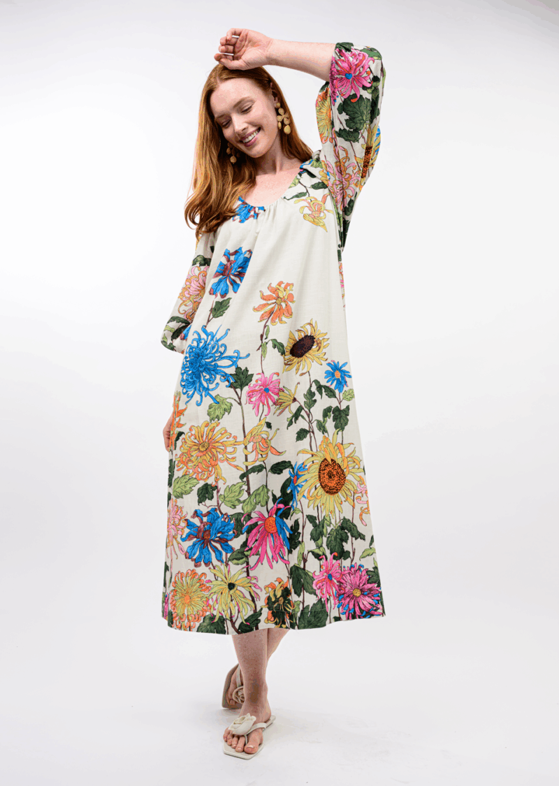 Uncle Frank Garden Party Midi Dress ivory 