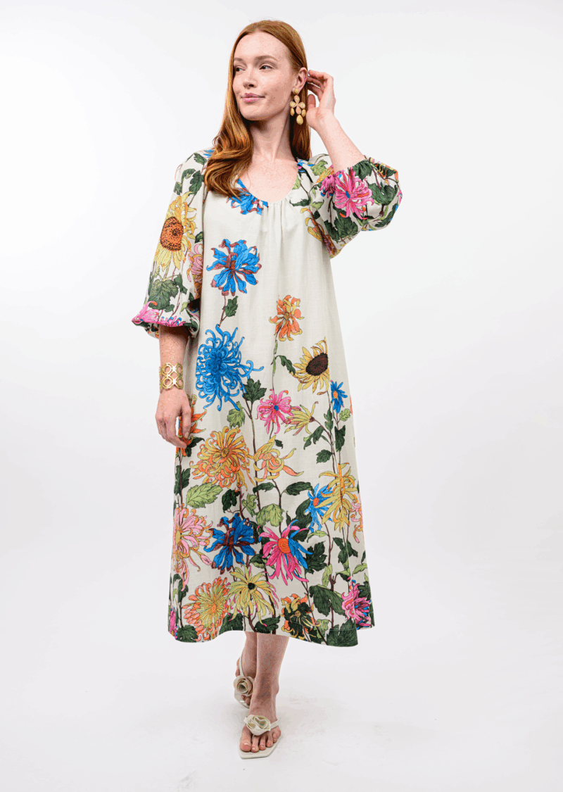 Uncle Frank Garden Party Midi Dress ivory 