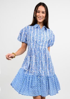 Uncle Frank Got The Blues Puff Sleeve Dress in blue 