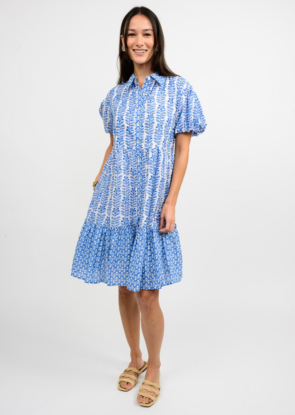 Uncle Frank Got The Blues Puff Sleeve Dress in blue 
