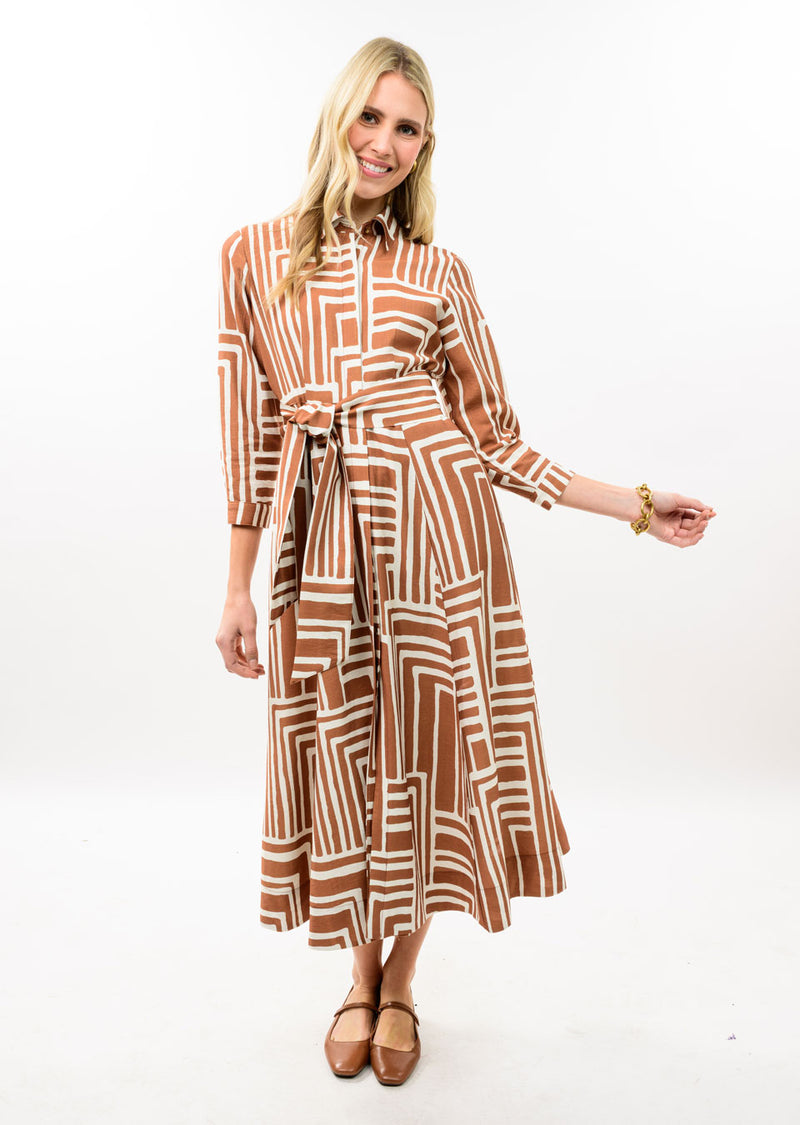 Uncle Frank Graphic Shirt Dress  carmel