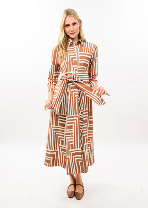 Uncle Frank Graphic Shirt Dress  carmel