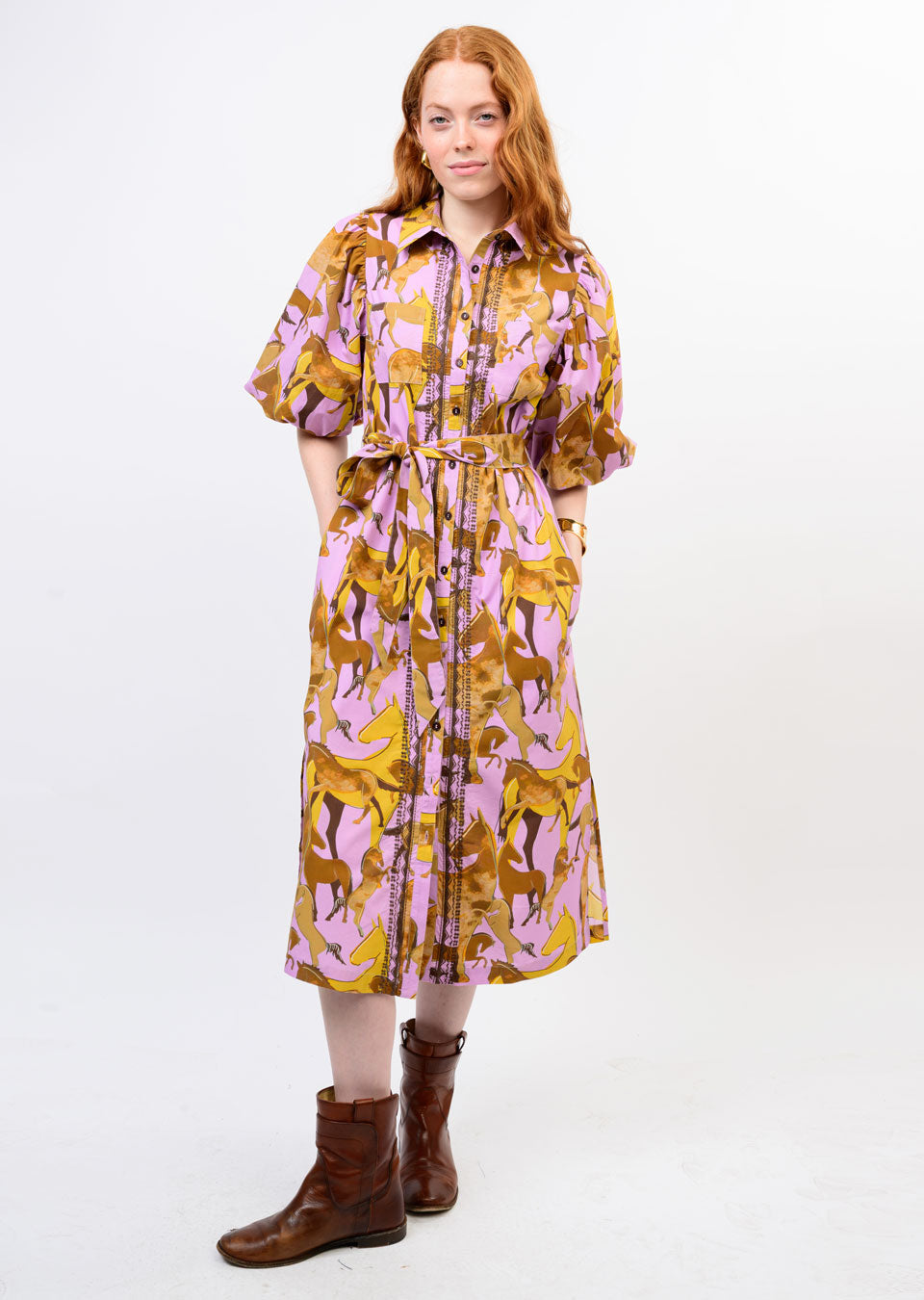 horse print shirt dress Horse Print Split Shirt Dress