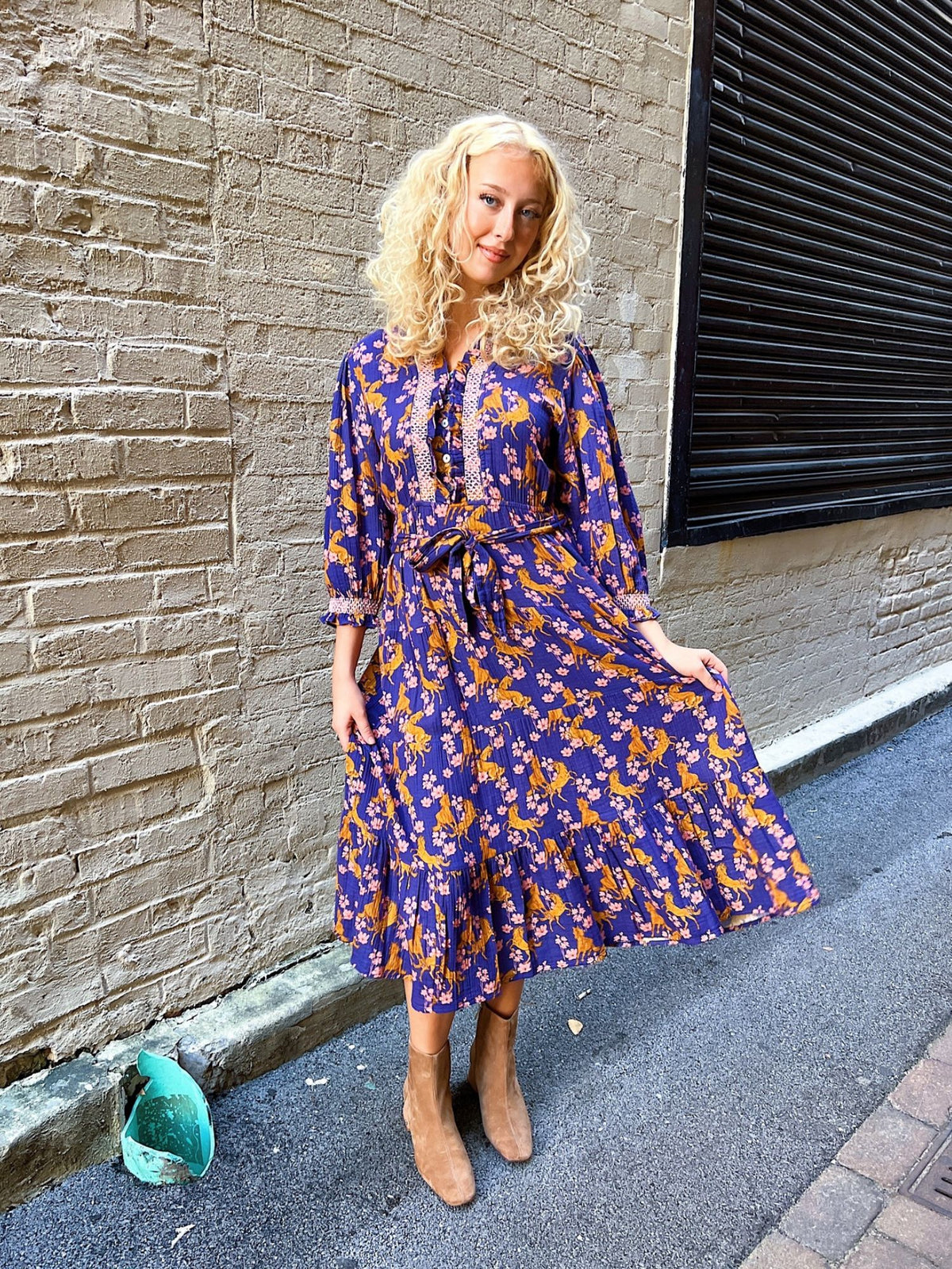 Uncle Frank Horsing Around Dress blue 