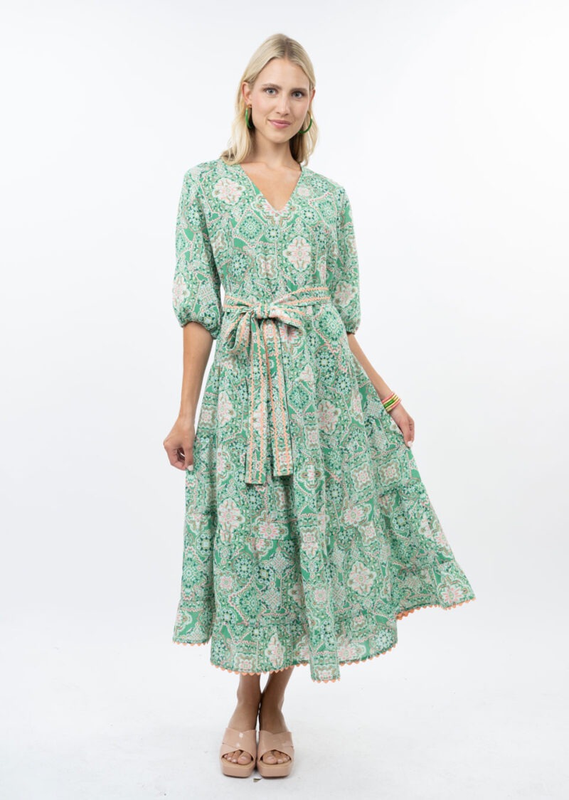 Uncle Frank Midi Tiered Dress green 