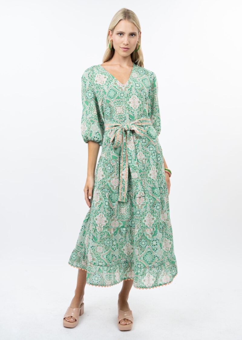 Uncle Frank Midi Tiered Dress green 