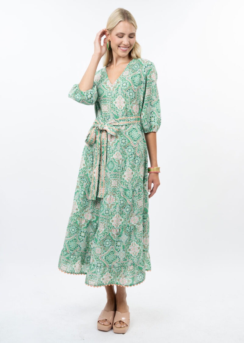 Uncle Frank Midi Tiered Dress green 