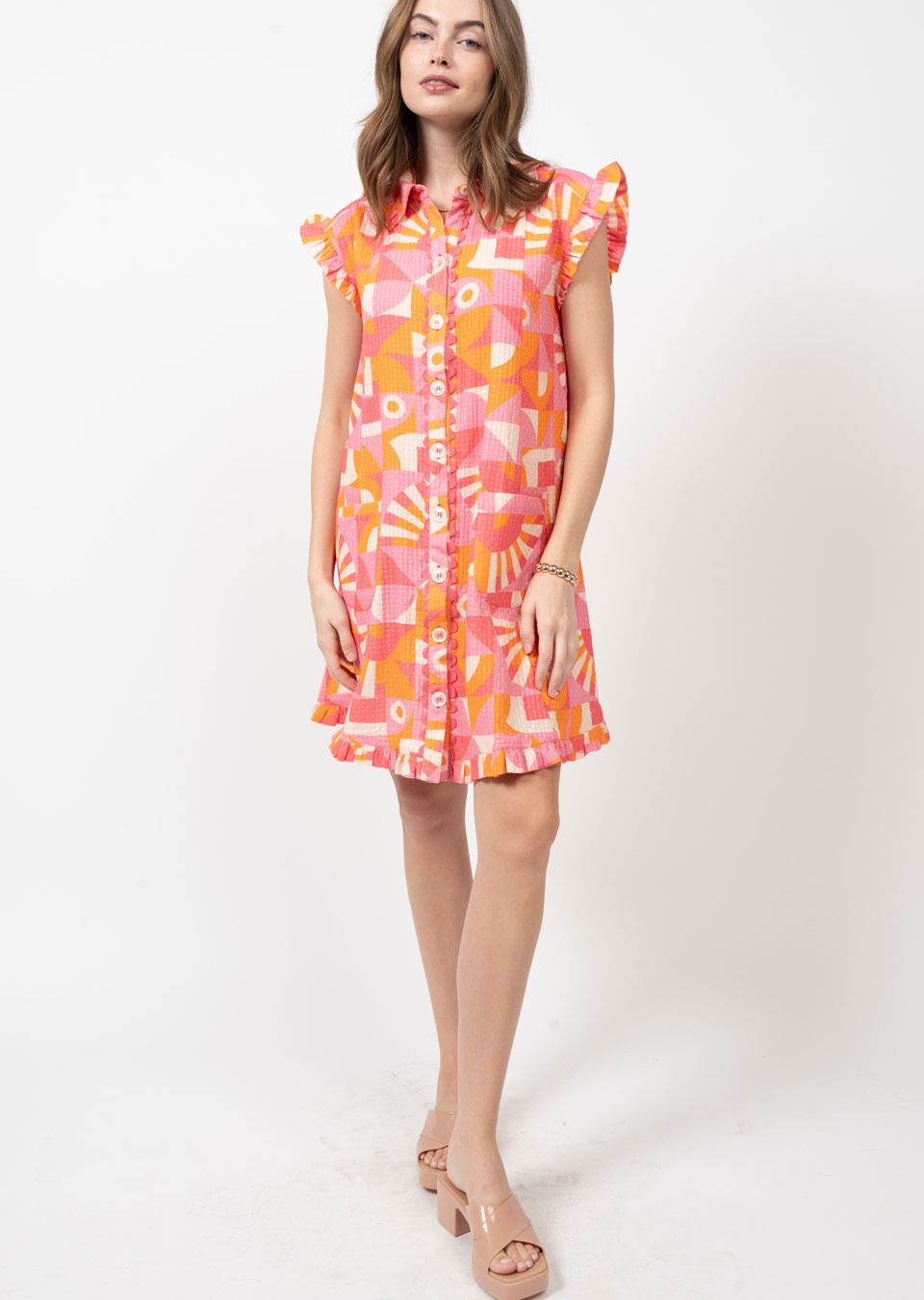 uncle frank mod dress in pink-front view