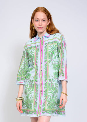 Uncle Frank Paisley Shift Mini Dress blue 