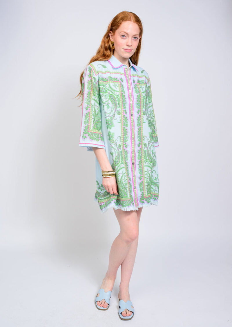Uncle Frank Paisley Shift Mini Dress blue 