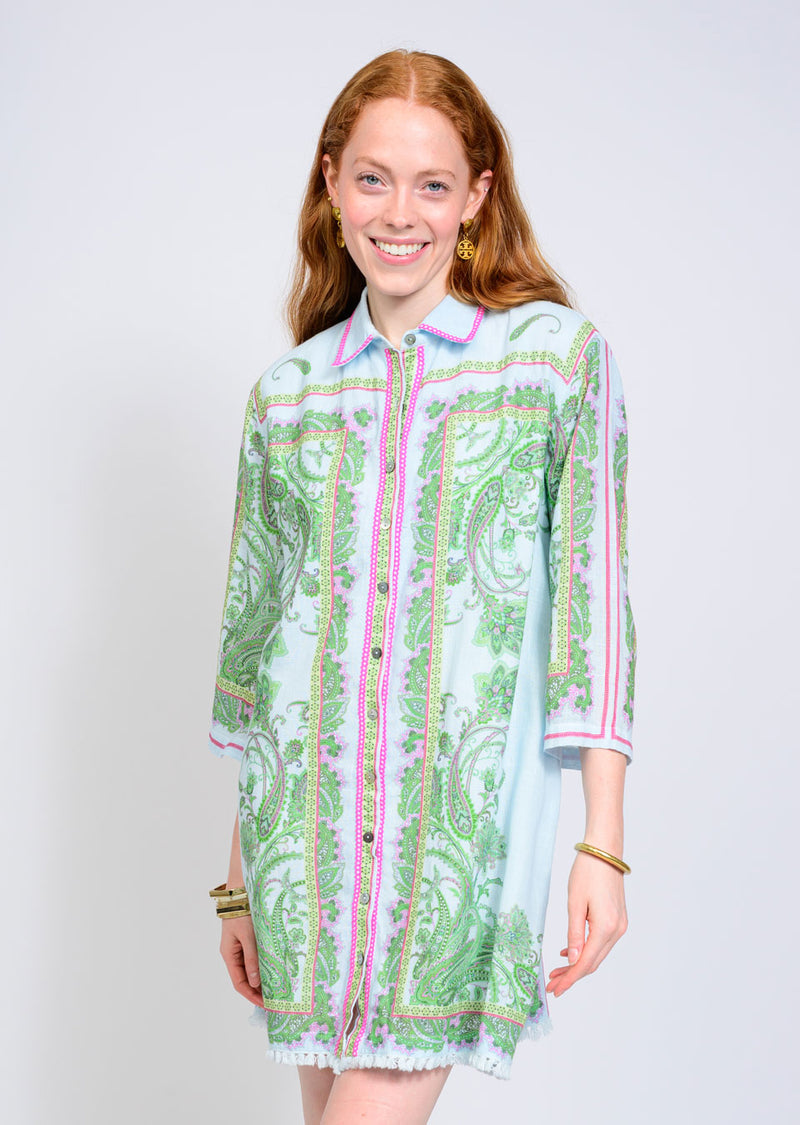 Uncle Frank Paisley Shift Mini Dress blue 