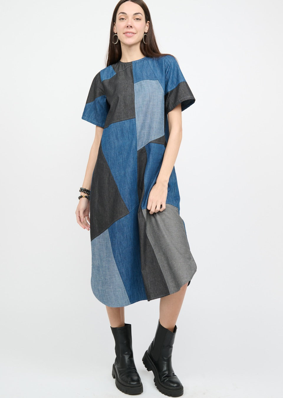 Uncle Frank Patterned Denim Midi Dress