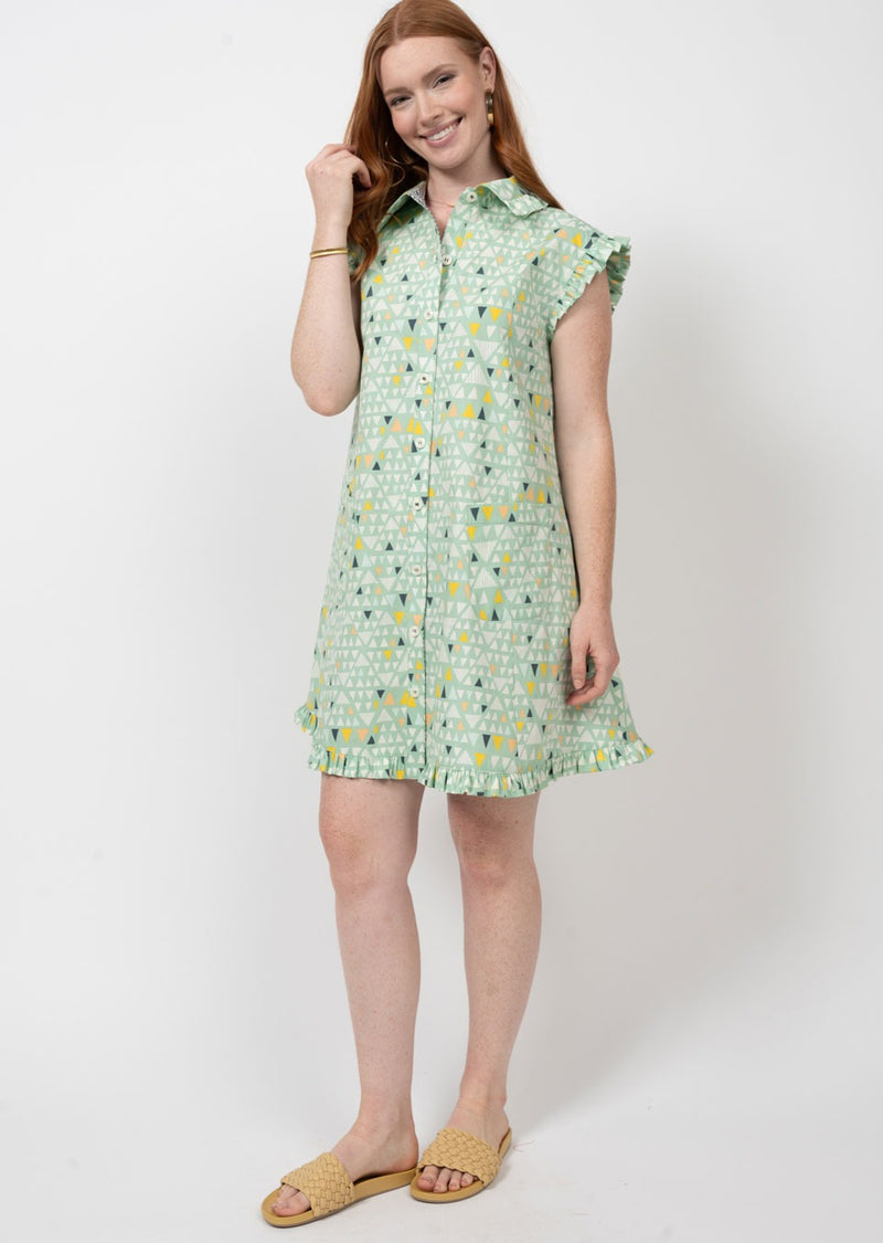 uncle frank ruffle and swing dress in mint-front view 2