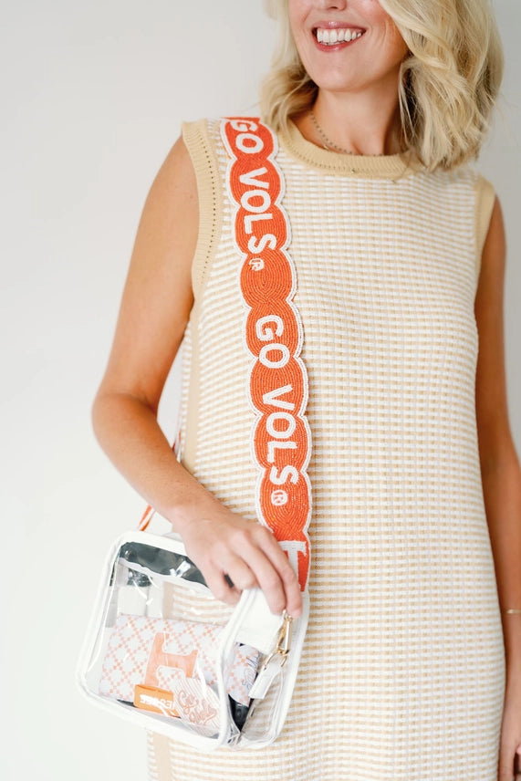 University of Tennessee Beaded Scalloped Purse Strap orange white 