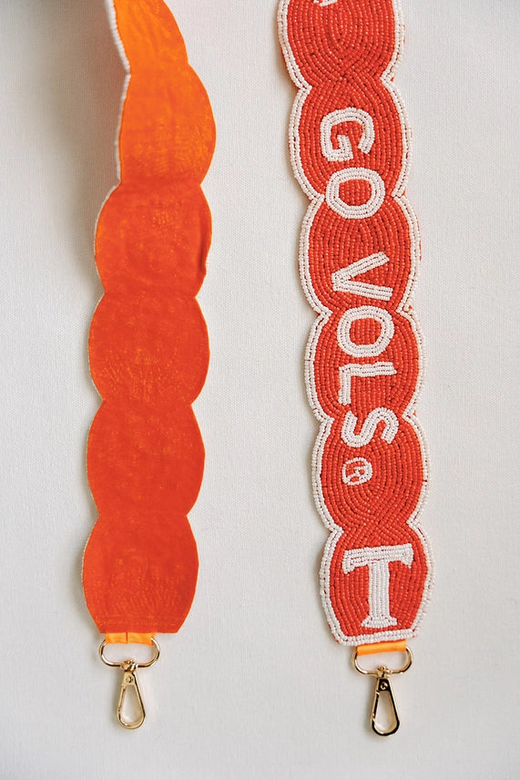 University of Tennessee Beaded Scalloped Purse Strap orange white 
