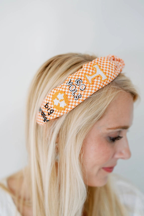University of Tennessee Checkered Headband orange white 