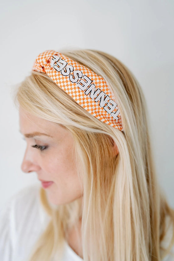 University of Tennessee Checkered Headband orange white 