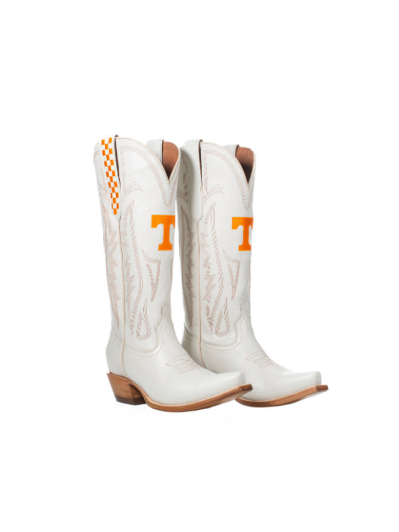 university of tennessee game day ivory western boot with tennessee vols power t logo