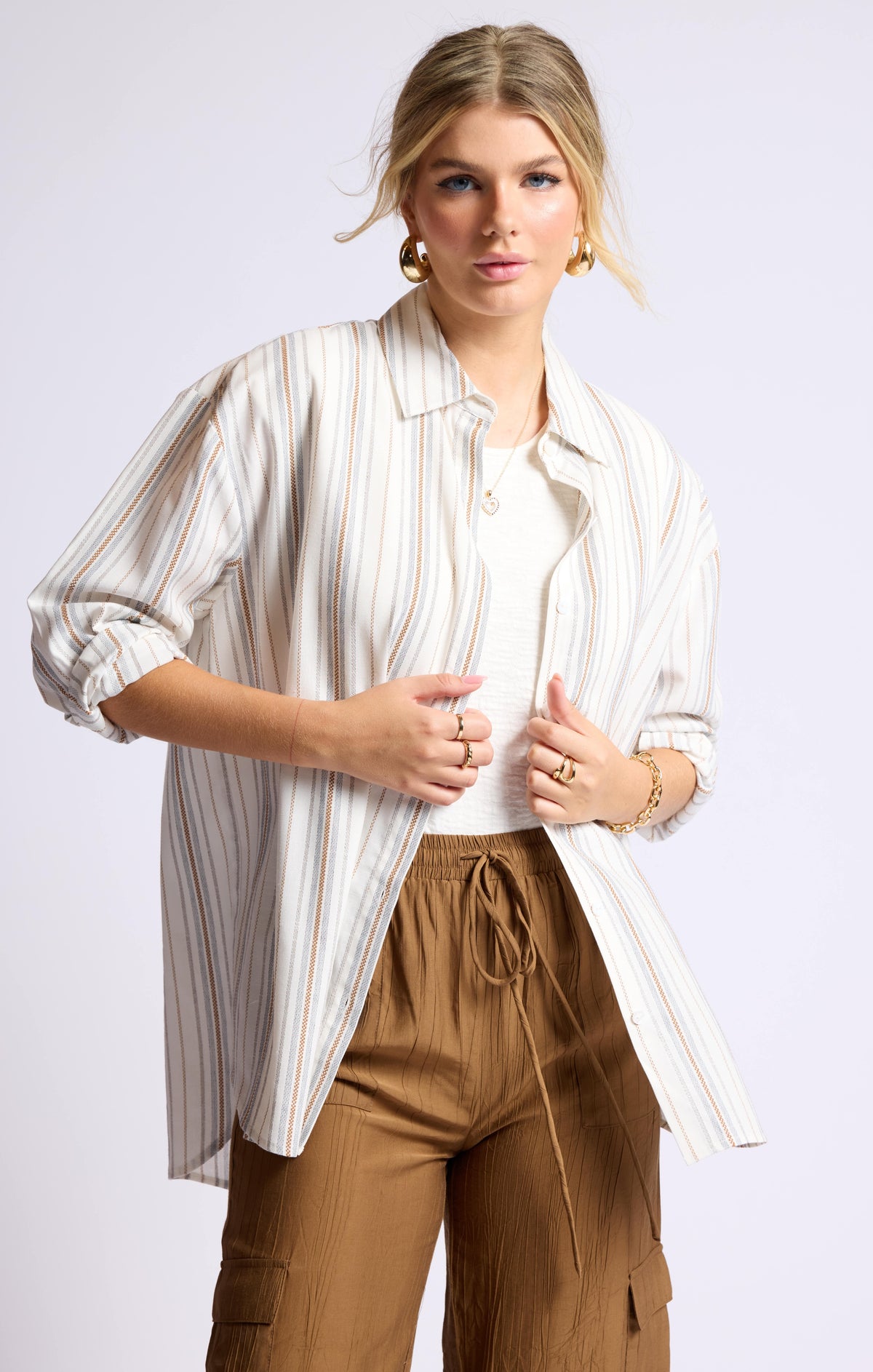 Nopales Striped Hi-Lo Shirt