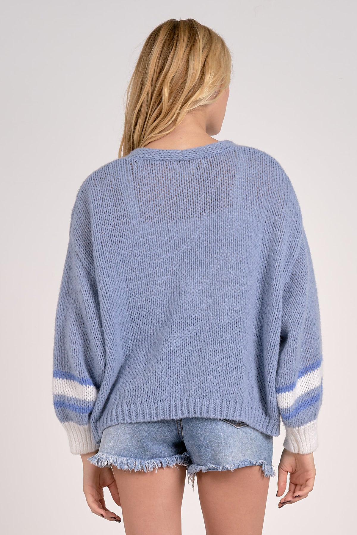 elan lulu cardigan in blue-back