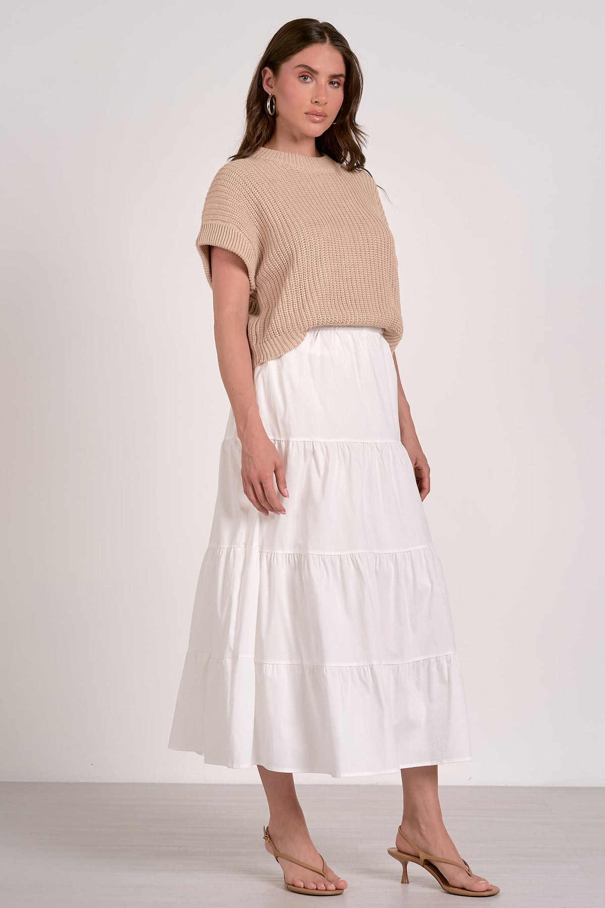 elan opal sweater dress in white beige-side