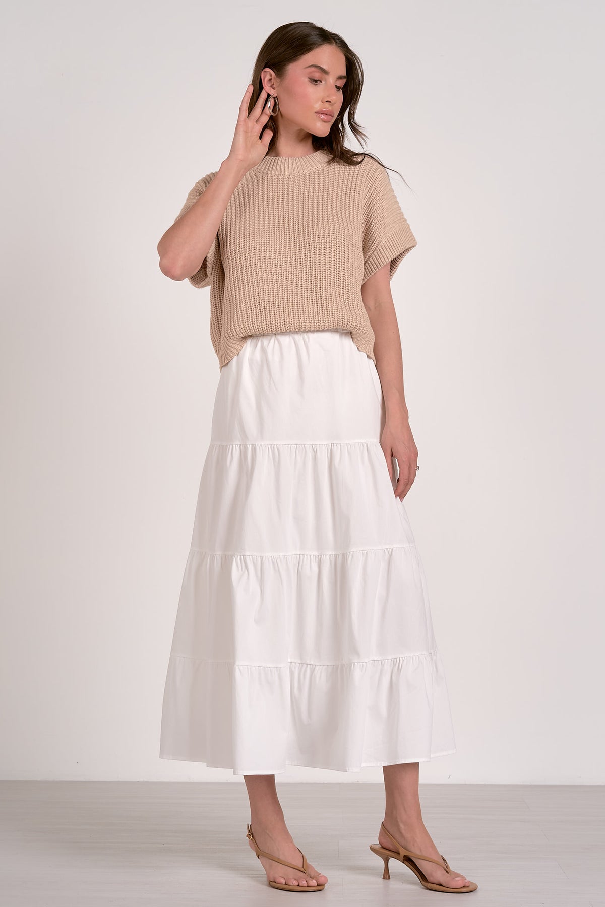 elan opal sweater dress in white beige-front