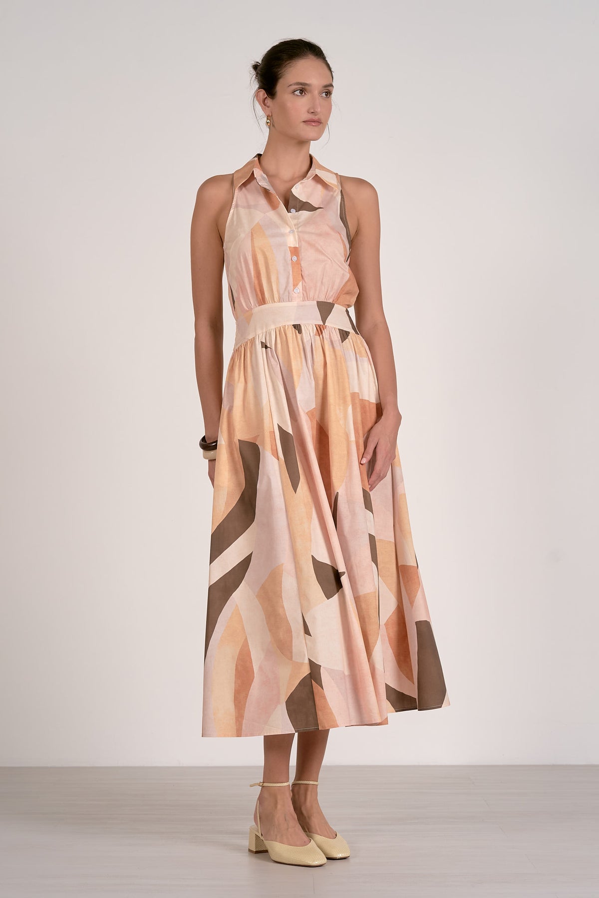 bliss silk dress Women's Bliss A-line Asymmetric Sleeved Khaki Silk Ankle Length Dress XS/S/M/L/XL/Customize Brown MEAN BLVD Brown / S