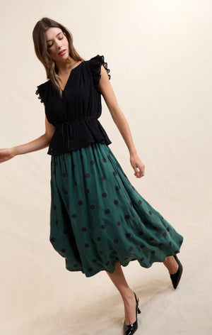 Centerpiece Polka Dot Midi Skirt
