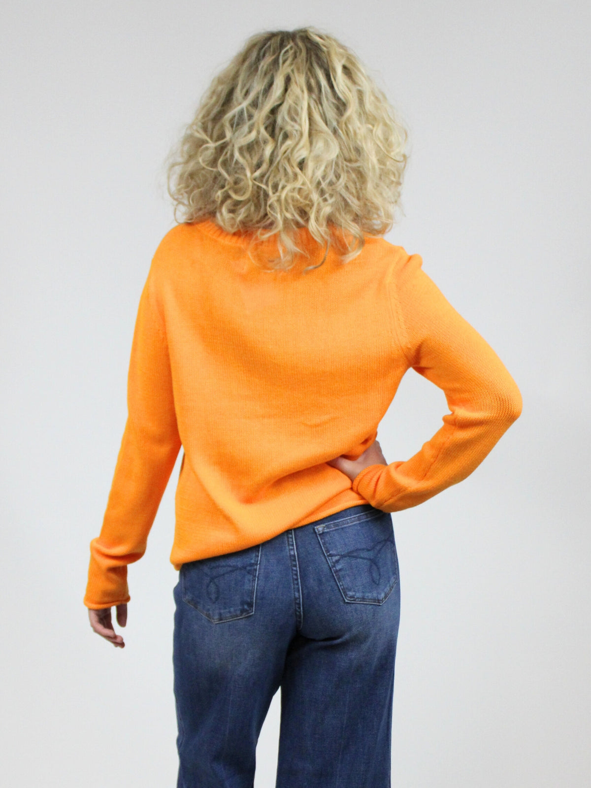 utk smokey mascot corded sweater orange back view