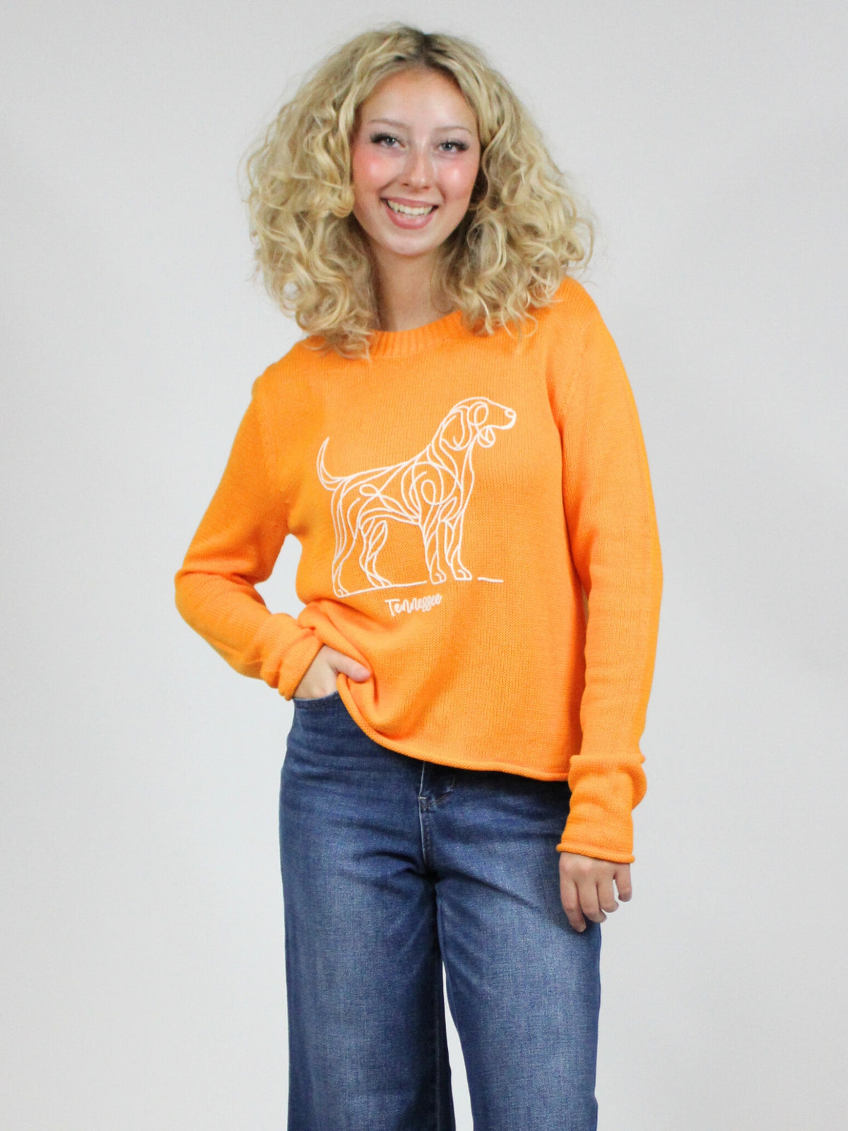 utk smokey mascot corded sweater orange front view