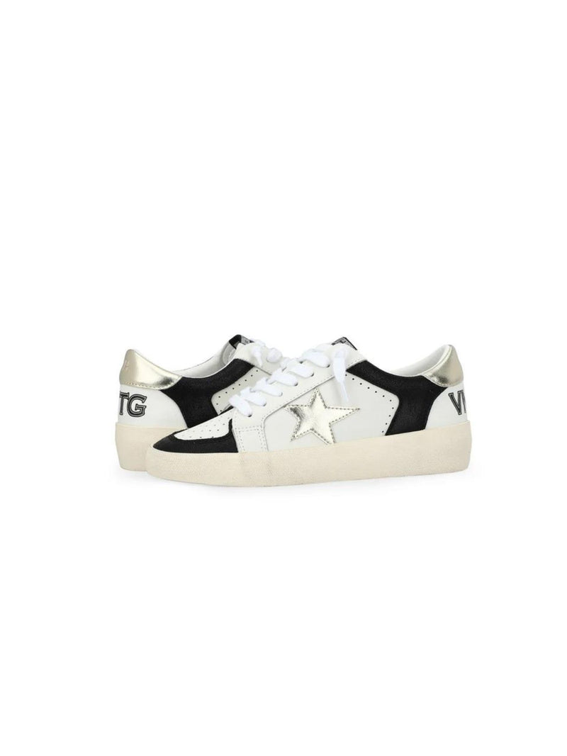 vintage havana reflex 24 colorblock mix star sneakers in black gold and white-pair