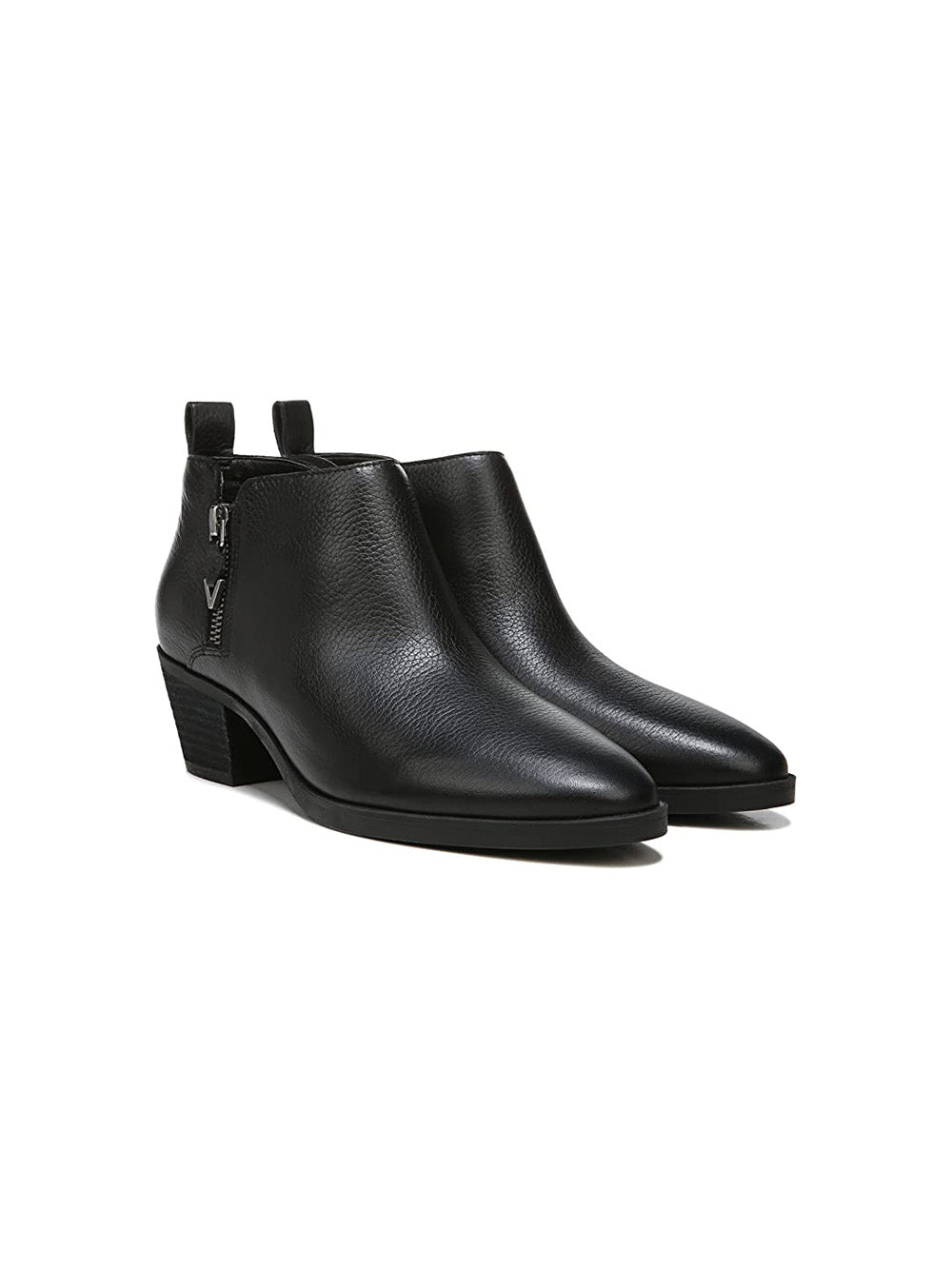 vionic cecily leather ankle boots in black