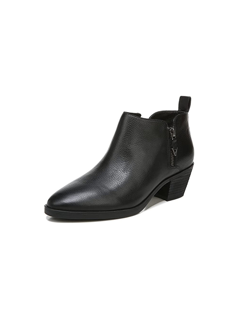 vionic cecily leather ankle boots in black