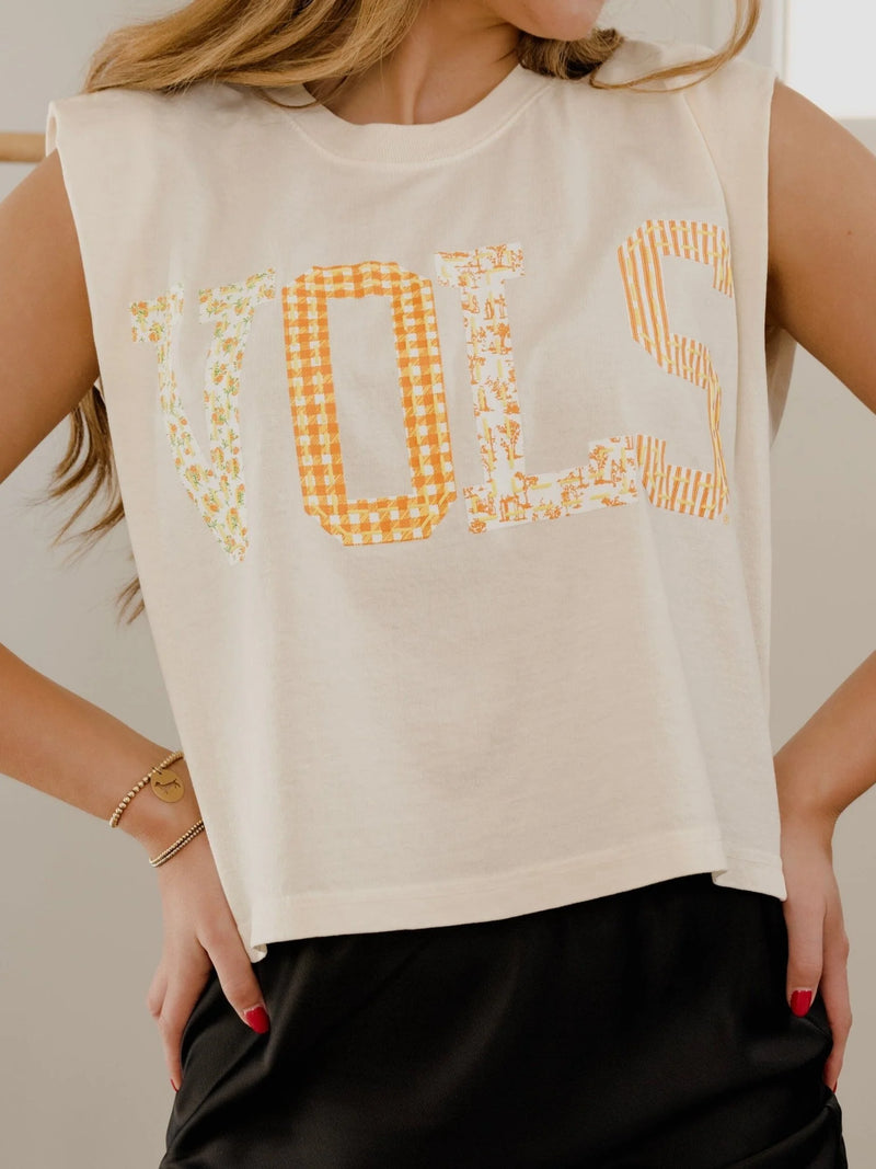 LivyLu Tennessee Vols Quilted Puff Ink Tank Off-White