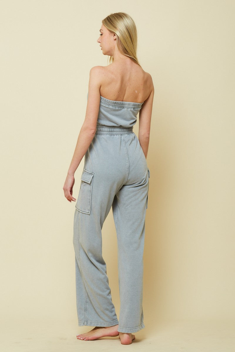 washed tube top jumpsuit in ashe-back