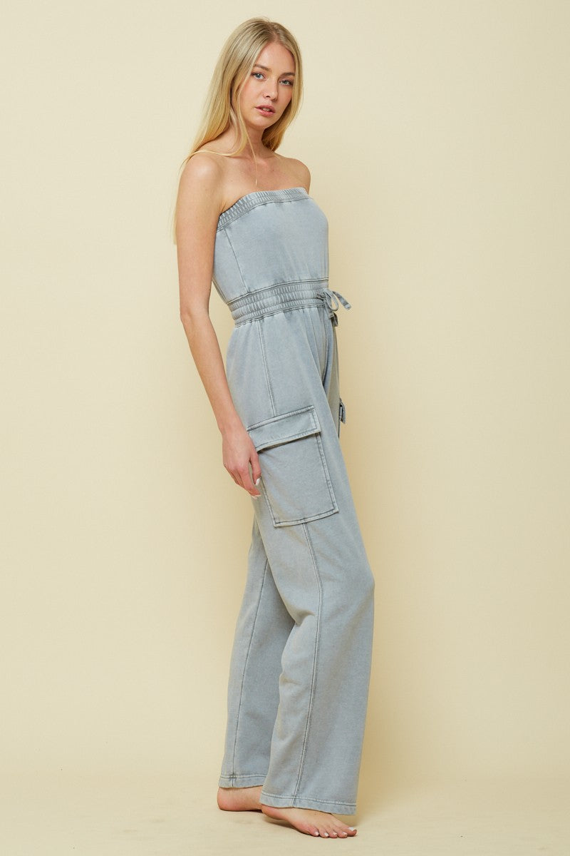 washed tube top jumpsuit in ashe-side
