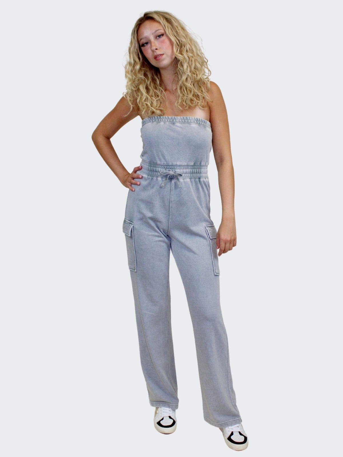 Washed Tube Top Jumpsuit