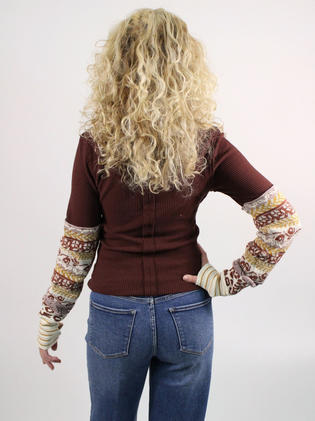 We The Free All In Cuff Long Sleeve Top Chocolate Combo