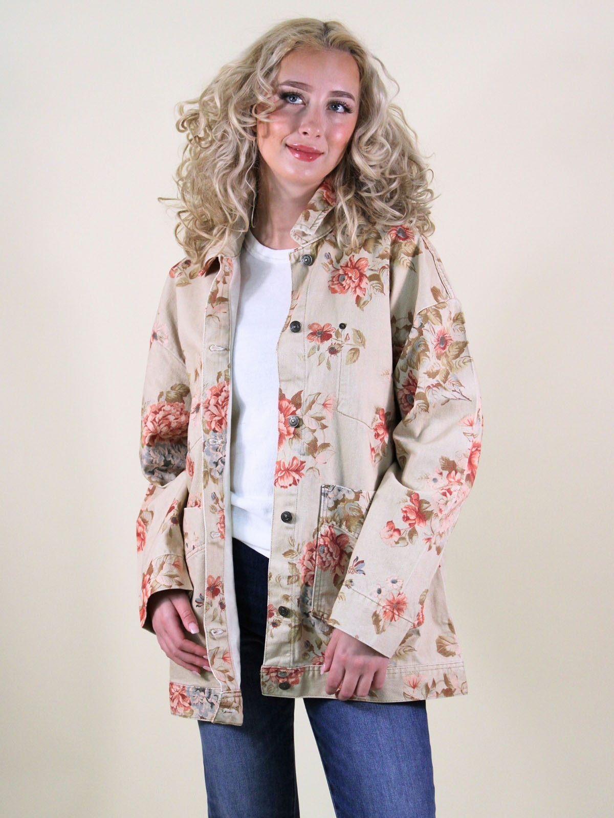 We The Free Avery Printed Denim Jacket Exploded Floral