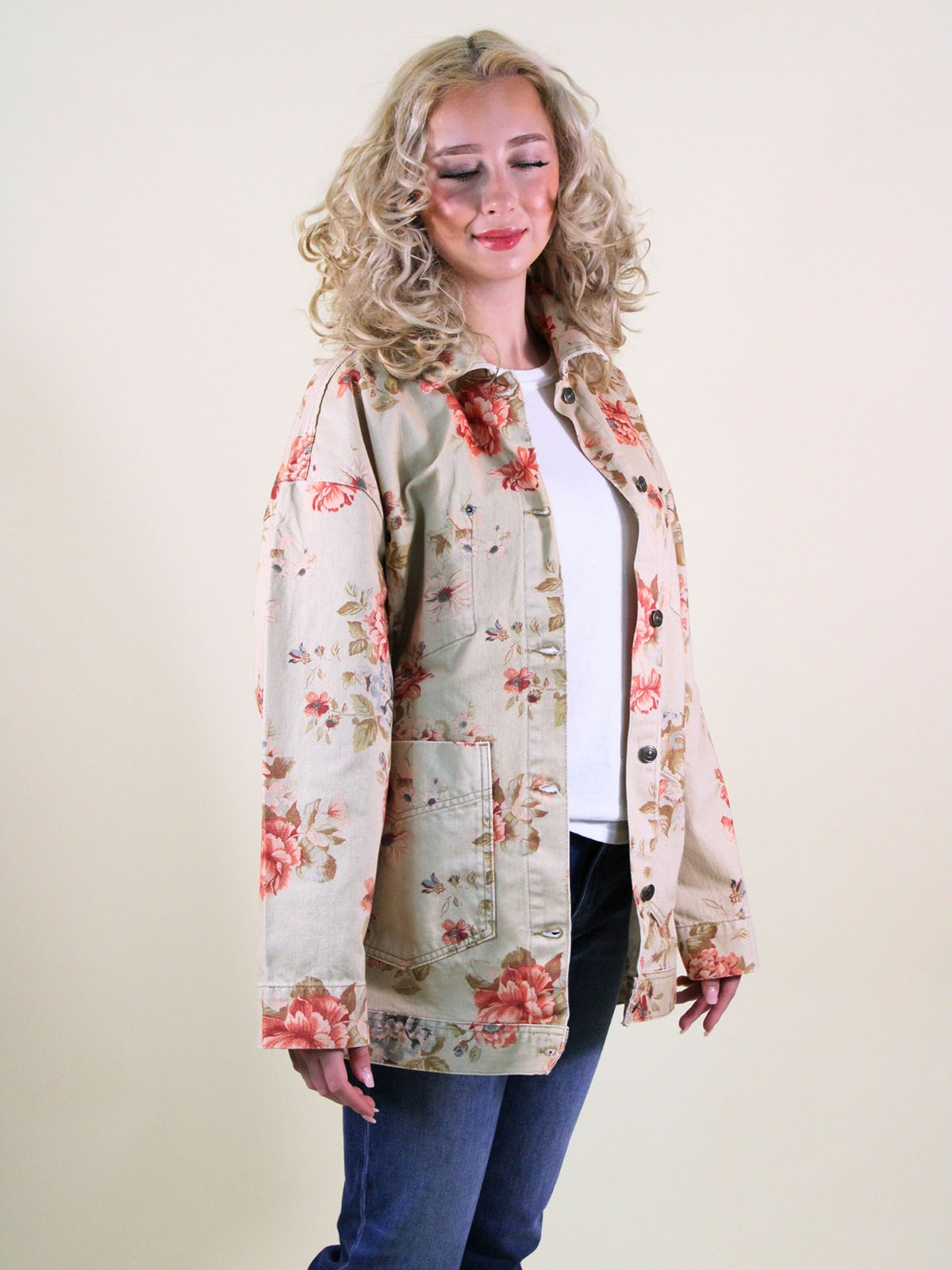 We The Free Avery Printed Denim Jacket Exploded Floral