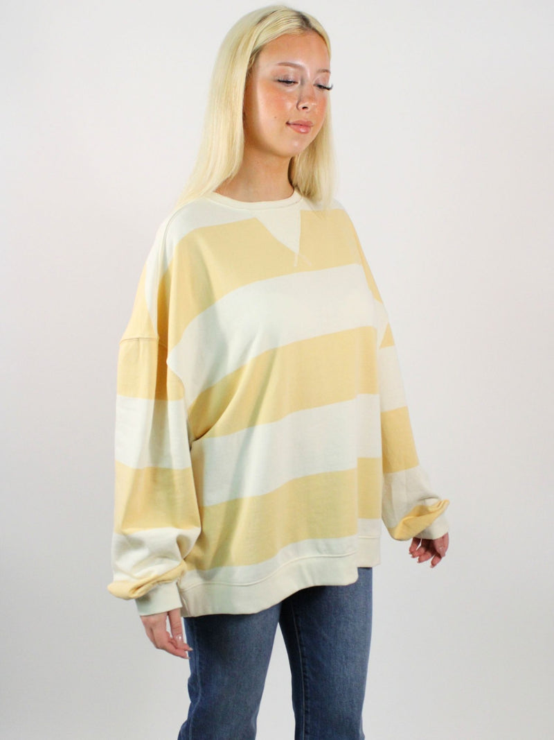 We The Free Classic Stripe Wide Crewneck Apricot Combo
