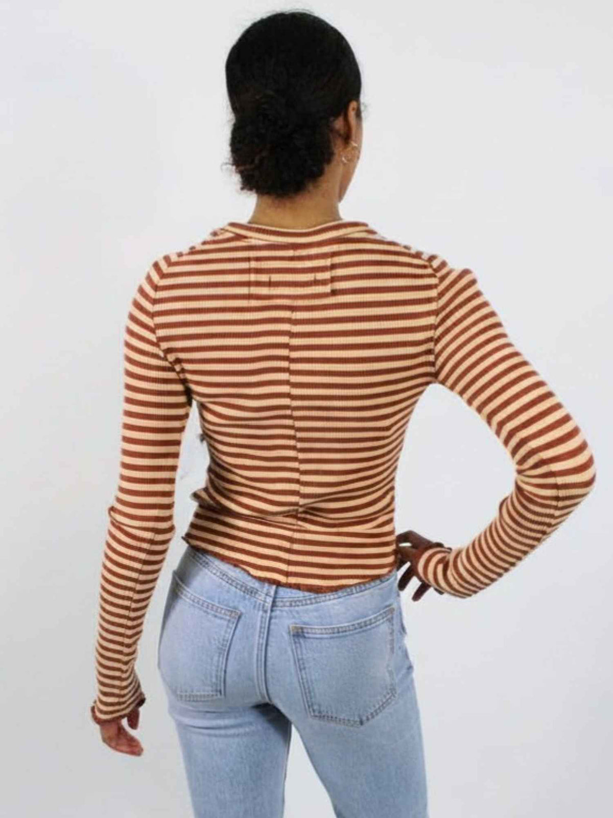 We The Free Easy Does It Striped Tee Brown Combo