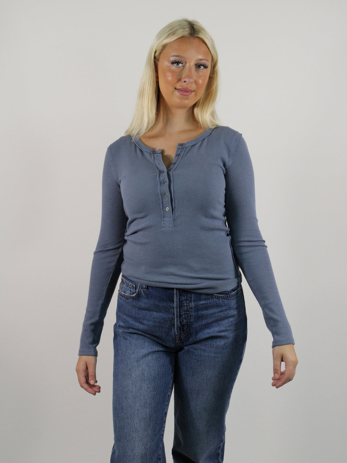We The Free Jamie Long Sleeve Henley flint stone