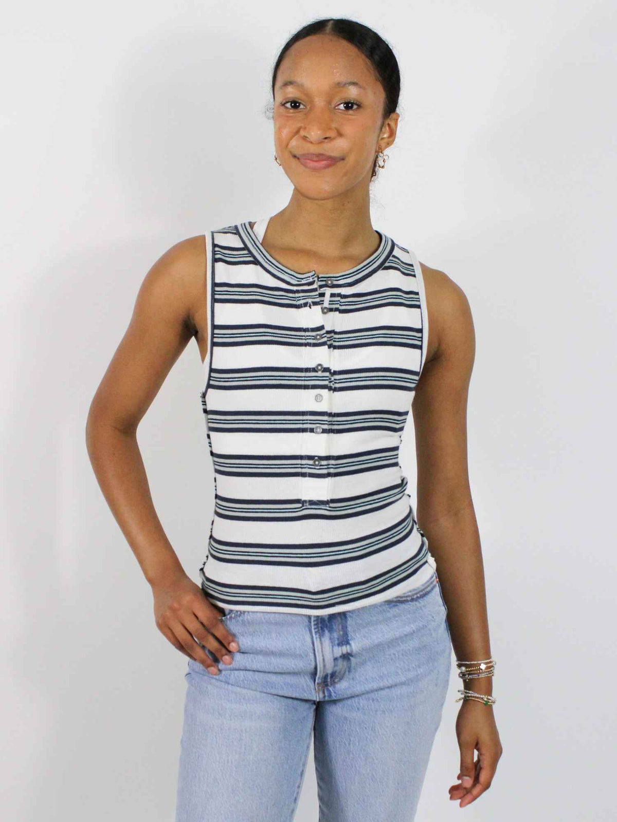 We The Free Jamie Henley Stripe Tank White Combo