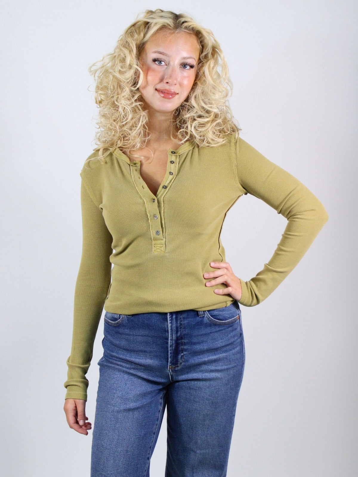 We The Free Jamie Long Sleeve Henley Dried Tobacco