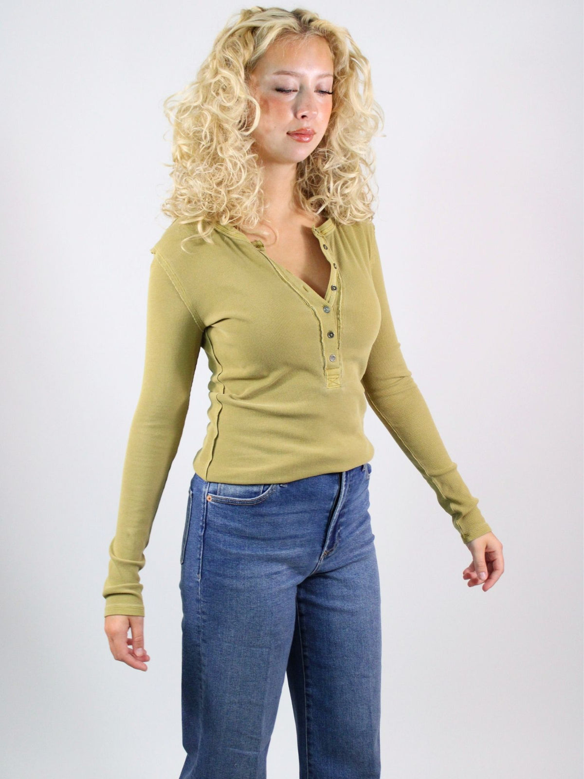 We The Free Jamie Long Sleeve Henley Dried Tobacco