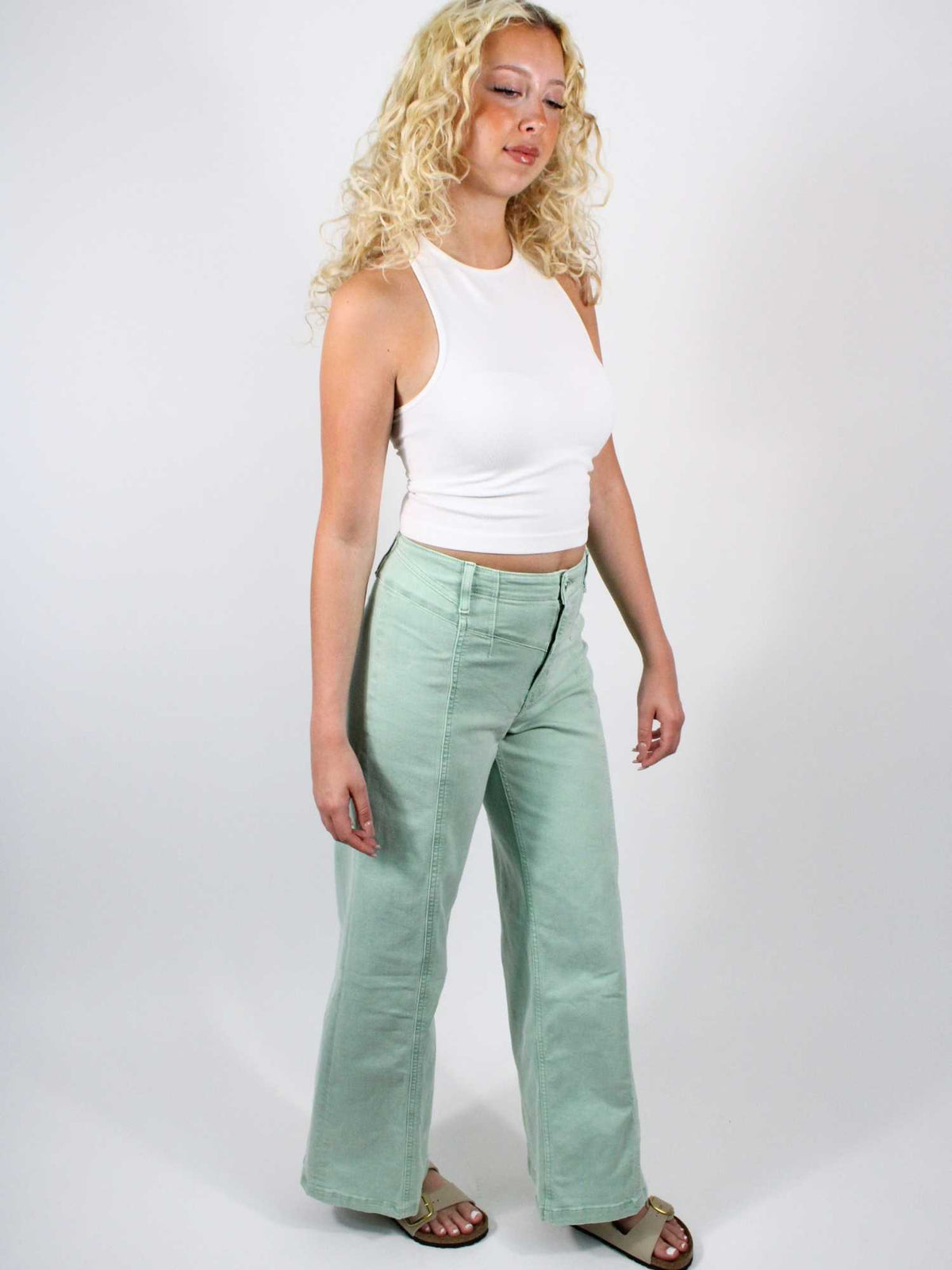We The Free Libre Wide Leg Jeans Cameo Green
