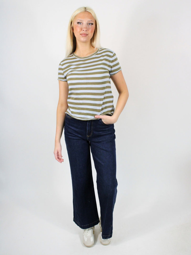 We The Free Nora Striped Tee Green Combo